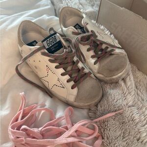 Golden Goose Superstar ice/white/incense Sneakers with Pink Laces